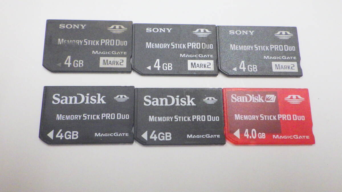 SONY　SanDisk　 MEMORY STICK PRO Duo　4GB　6枚セット　中古動作品　_画像1