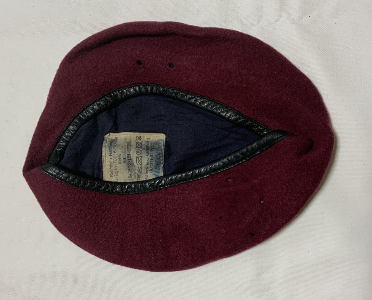 ドイツ連邦軍 ドイツ軍 ベレー帽 59cm ベレー 紫色 降下猟兵 空挺兵 KSK DSK マルーン ボルドー 実物放出品の画像2