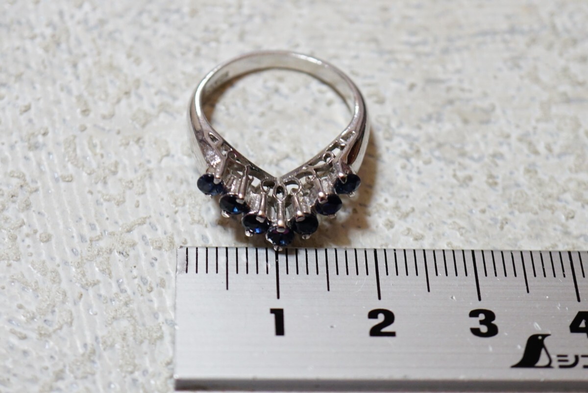 786 天然サファイア リング 指輪 ヴィンテージ アクセサリー SILVER刻印 アンティーク 天然石 色石 宝石 カラーストーン 装飾品の画像5