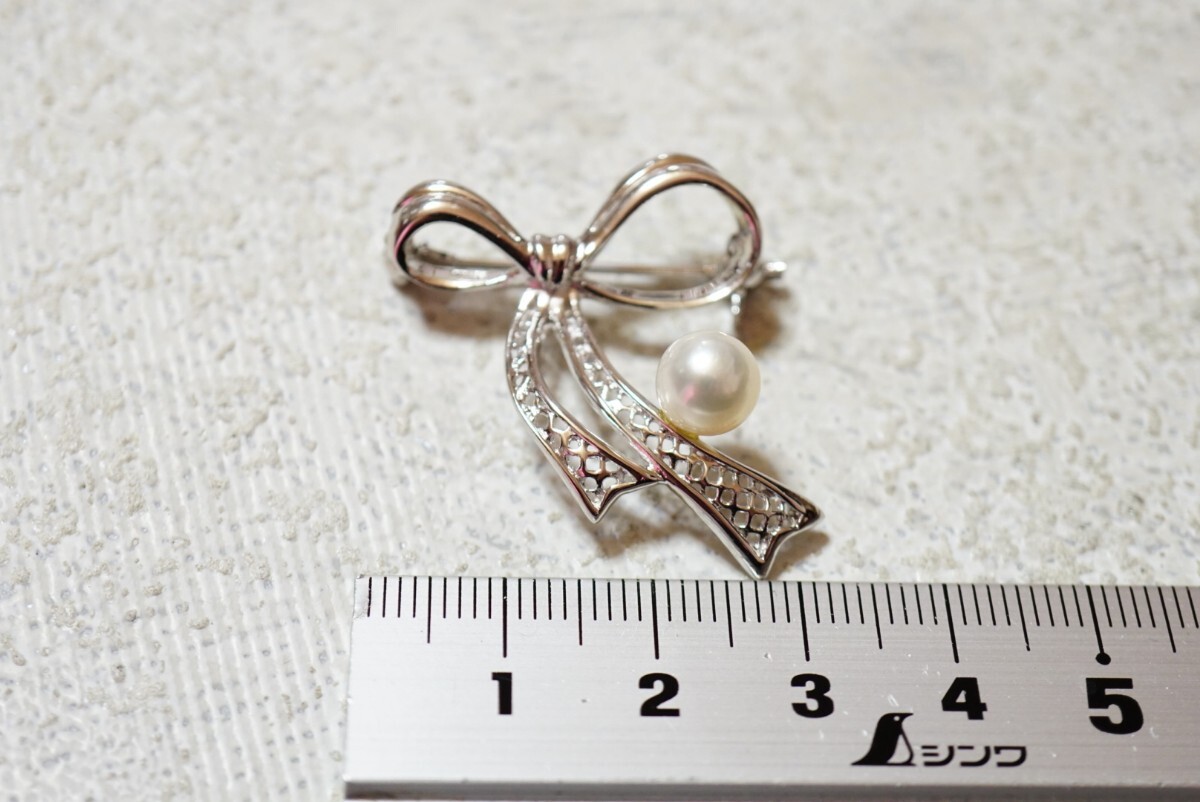 797 Akoya pearl book@ pearl pearl silver brooch Vintage accessory SILVER stamp ceremonial occasions pearl brooch ... ornament 
