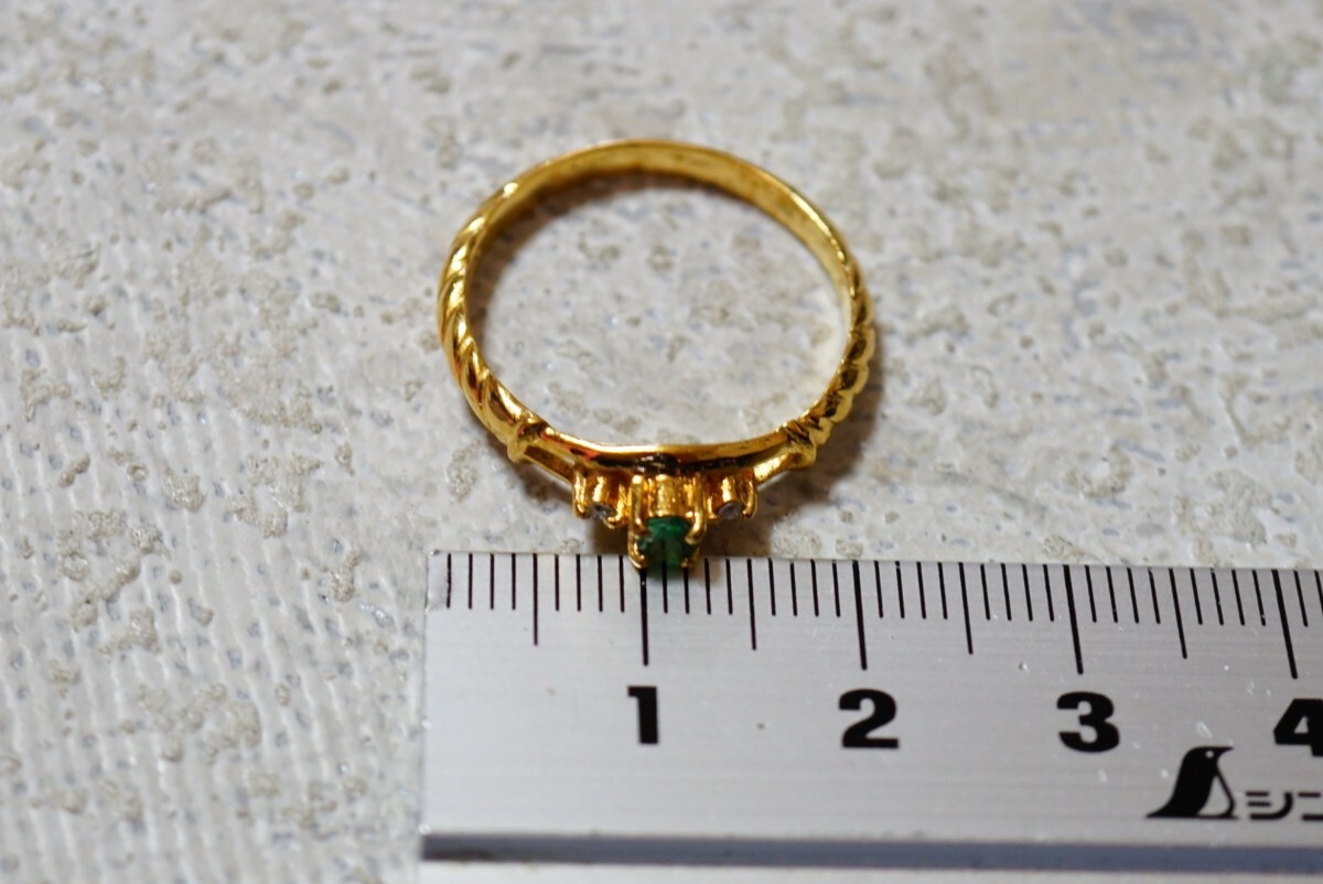 1151 天然エメラルド ダイヤモンド リング 指輪 ヴィンテージ アクセサリー アンティーク 天然石 色石 宝石 カラーストーン 装飾品の画像7