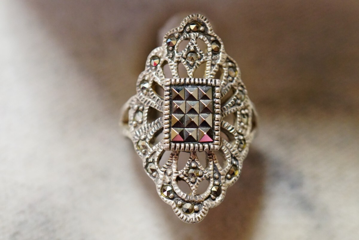 1366 海外製 シルバー リング 指輪 ヴィンテージ アクセサリー SILVER 925刻印 アンティーク シルバージュエリー 装飾品の画像1