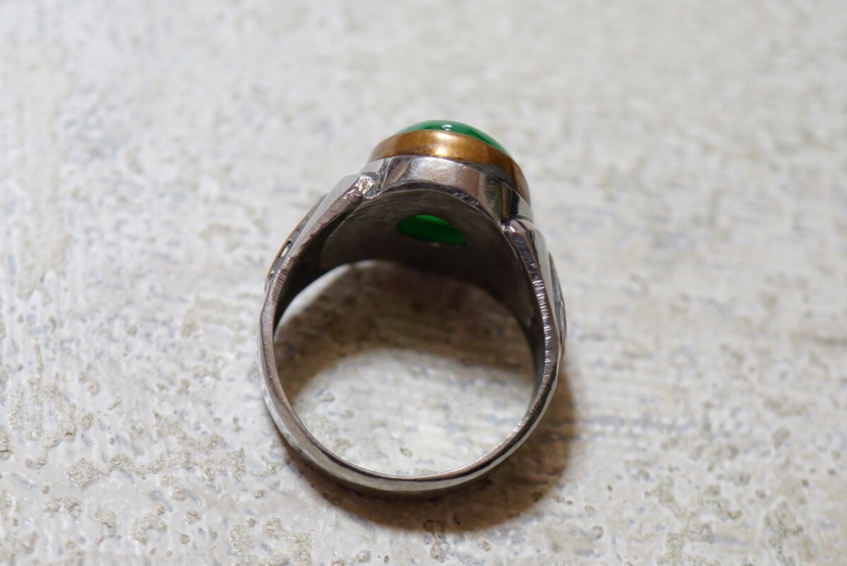 1877 天然石 緑石 リング 指輪 ヴィンテージ アクセサリー アンティーク 色石 宝石 カラーストーン 装飾品