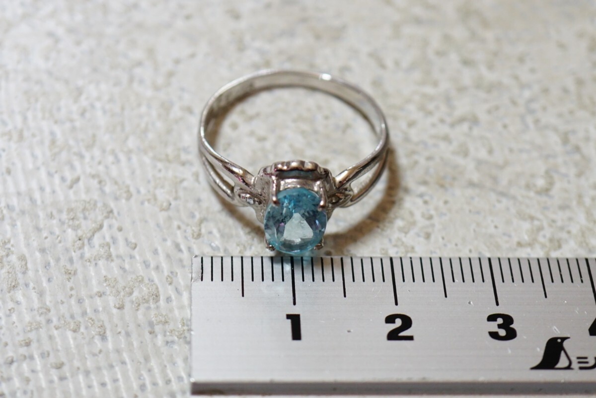 1871 ブルートパーズ リング 指輪 ヴィンテージ アクセサリー SILVER刻印 アンティーク 色石 宝石 カラーストーン 装飾品_画像5