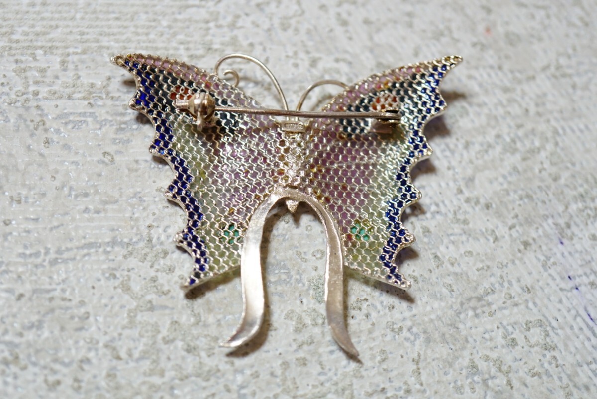 1829 жарение предмет керамика серебряный бабочка насекомое брошь Vintage аксессуары SILVER печать античный декортивный элемент 
