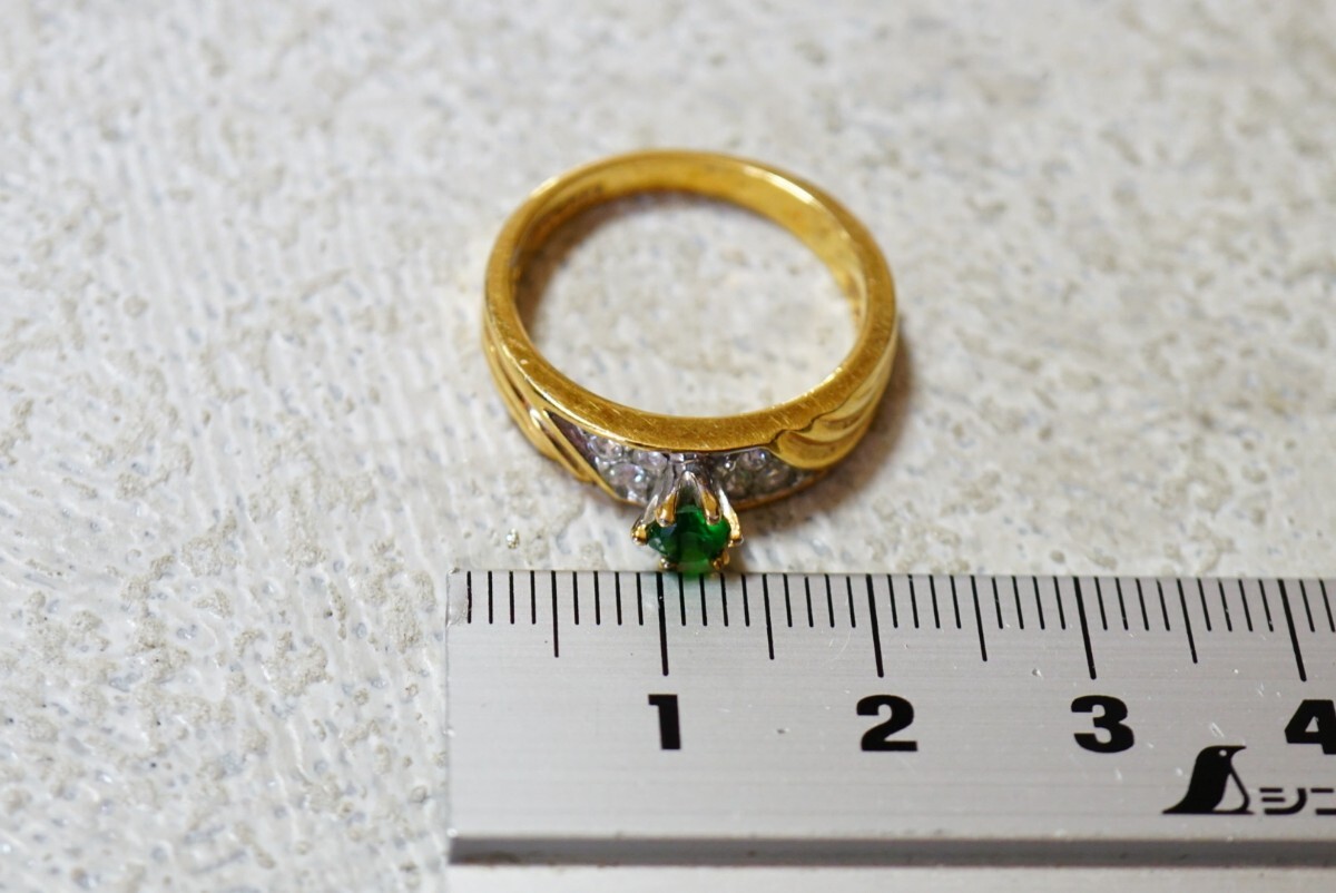 1797 海外製 ジルコニア ゴールドカラー リング 指輪 ヴィンテージ アクセサリー 14KTGE刻印 メッキ アンティーク 装飾品