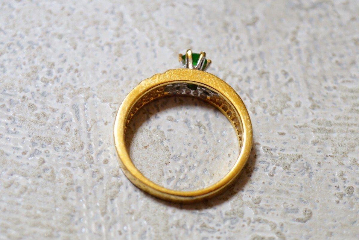1797 海外製 ジルコニア ゴールドカラー リング 指輪 ヴィンテージ アクセサリー 14KTGE刻印 メッキ アンティーク 装飾品