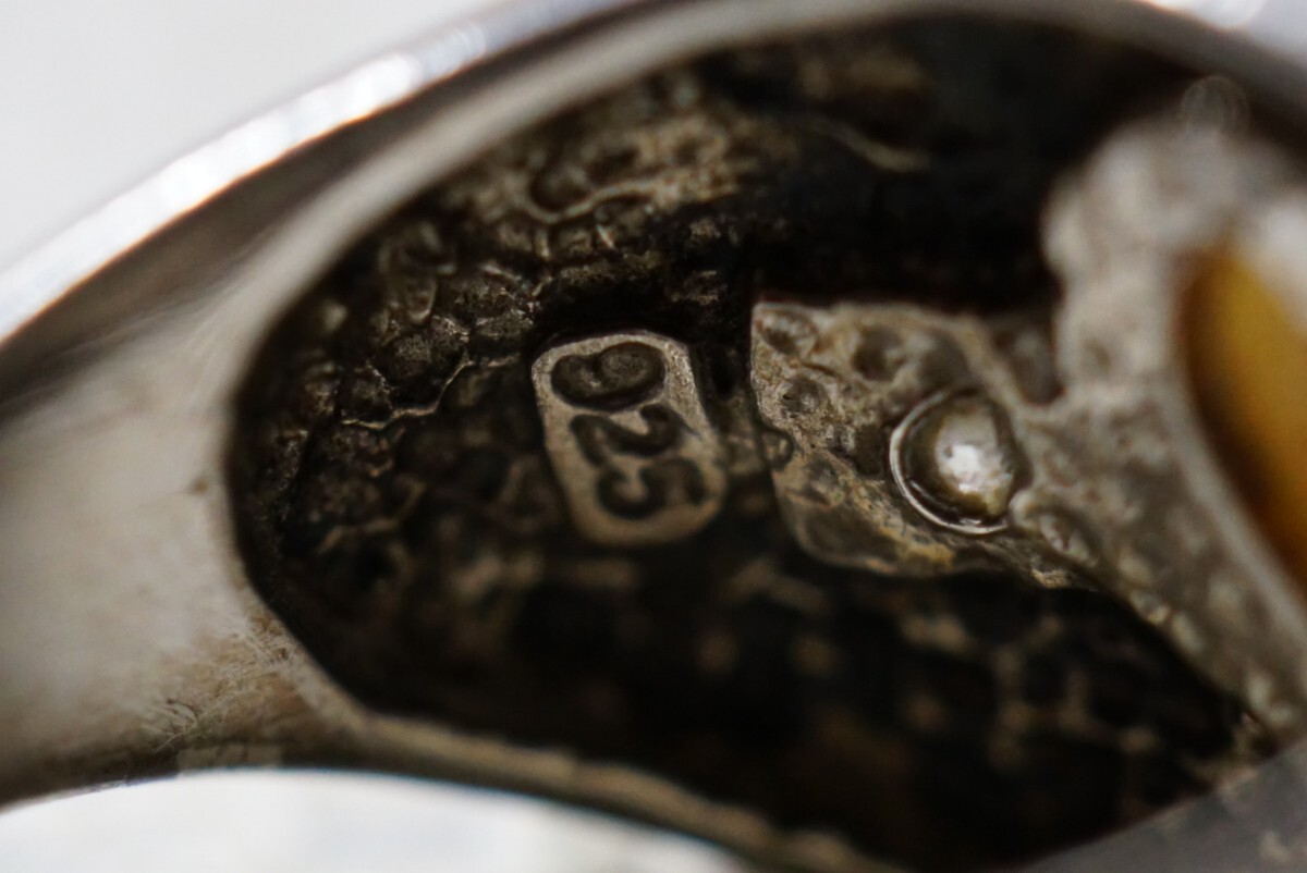 1665 海外製 シェル 貝 ジルコニア シルバー リング 指輪 ヴィンテージ アクセサリー SILVER 925刻印 アンティーク シルバージュエリー_画像6