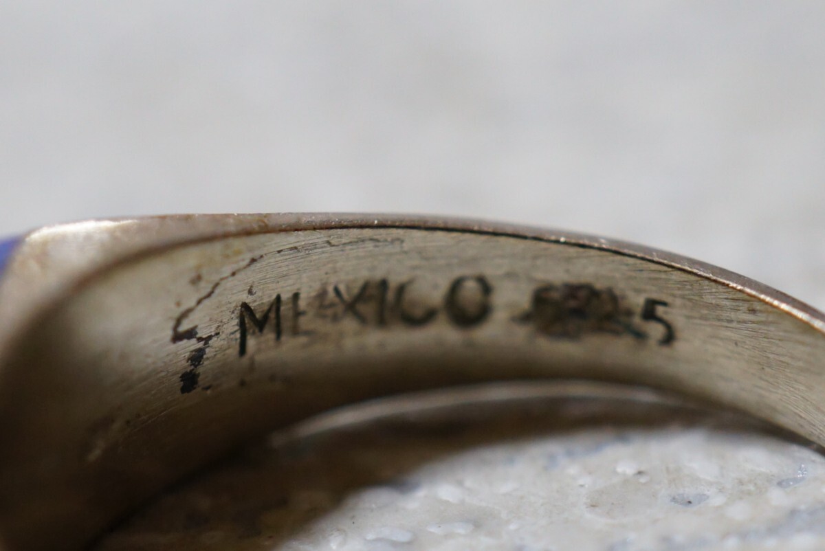 1662 メキシコ ラピスラズリ 海外製 シルバー リング 指輪 ヴィンテージ アクセサリー SILVER 925刻印 アンティーク シルバージュエリー_画像4
