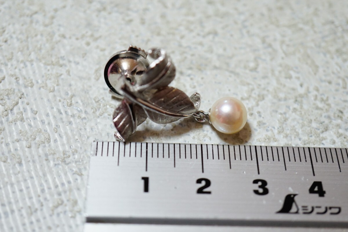 1547 Akoya pearl book@ pearl pearl silver pin brooch Vintage accessory SILVER stamp ceremonial occasions pearl brooch ... ornament 
