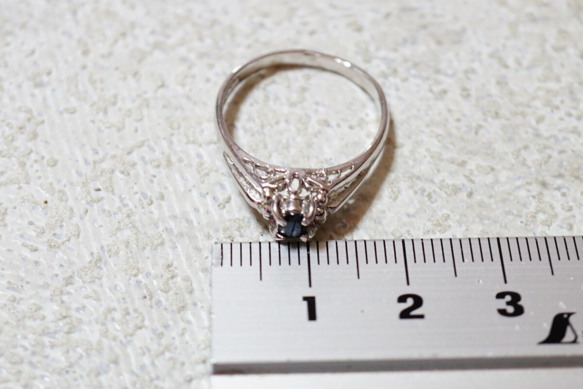 1519 天然サファイア リング 指輪 ヴィンテージ アクセサリー SILVER刻印 アンティーク 天然石 色石 宝石 カラーストーン 装飾品_画像5