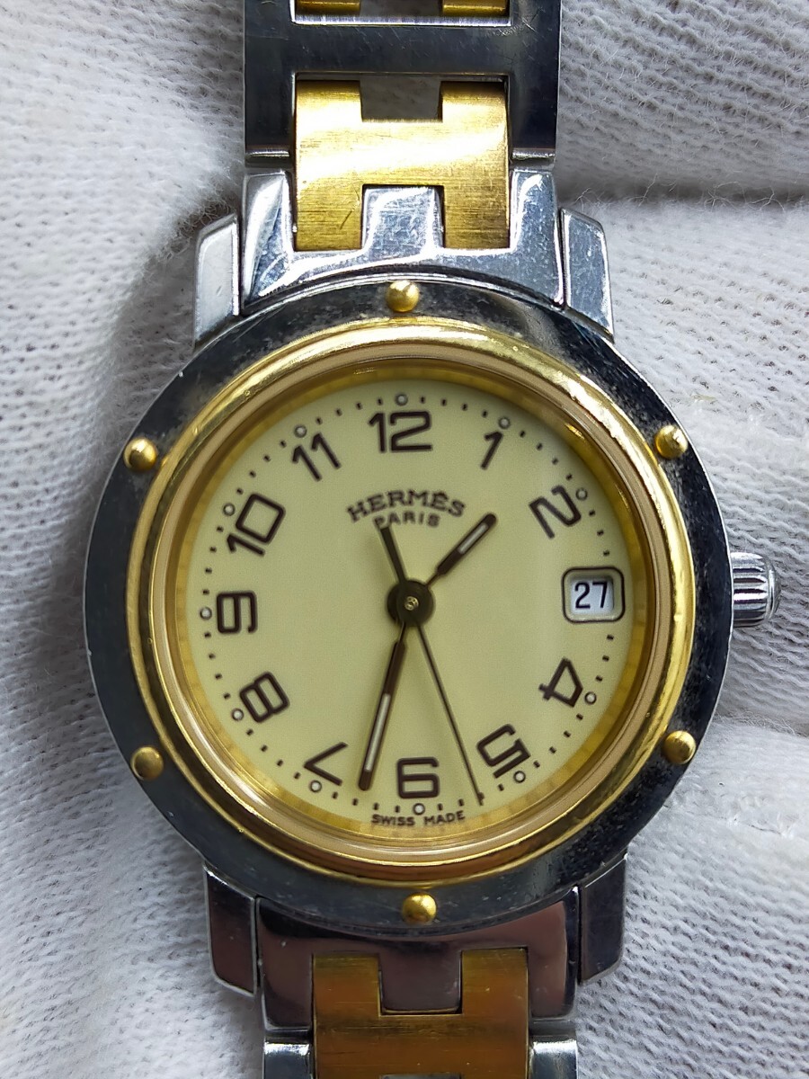 ☆HERMES クリッパー CL4 220 クォーツ腕時計 アナログ ゴールド×シルバー ステンレススチール エルメスの画像1