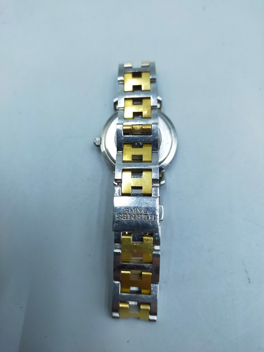 ☆HERMES クリッパー CL4 220 クォーツ腕時計 アナログ ゴールド×シルバー ステンレススチール エルメスの画像8