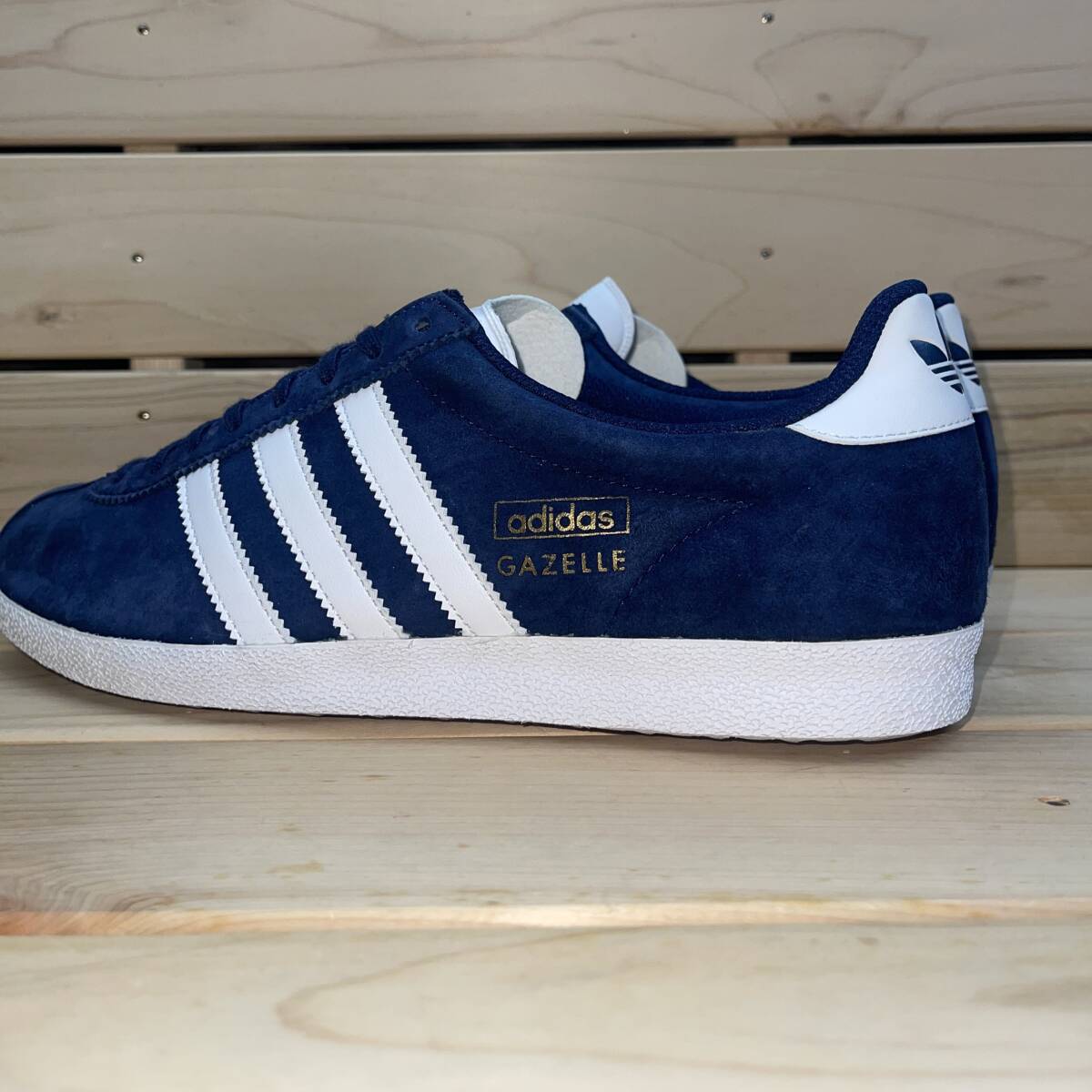 1円 スタート アディダス オリジナルス ガゼル 27cm ネイビー ホワイト 税込定価13200円 adidas Originals GAZELLE ガッツレー 天然皮革_画像7