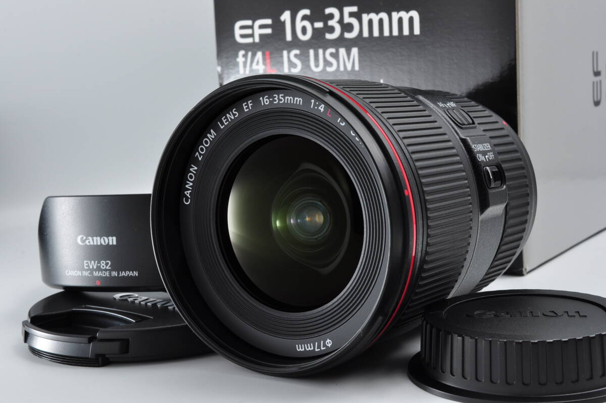 【極上美品】Canon キャノン EF 16-35mm F4 L IS USM ズームレンズ 超広角 元箱付き #0198_画像1