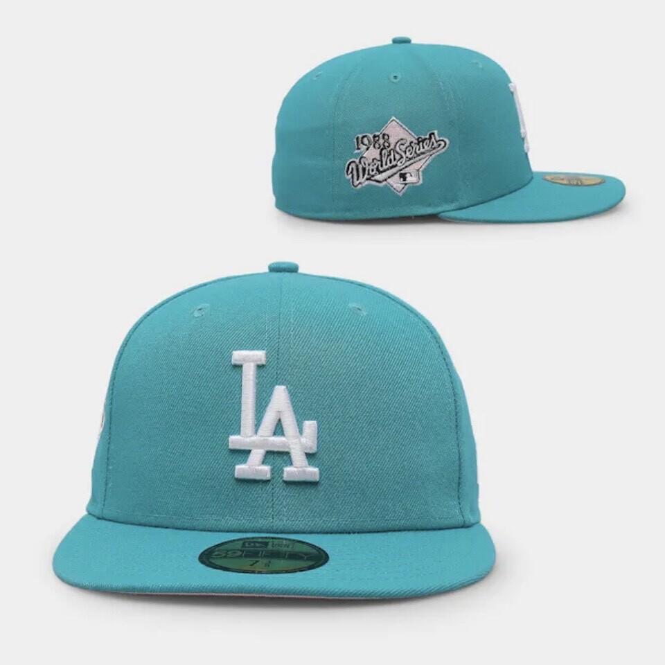 NEWERA 59FIFTY TEAL PINK 758 Los Angeles doja-s New Era колпак большой . sho flat CAP шляпа новый товар не использовался стандартный товар DOGERS MLB бейсбол 