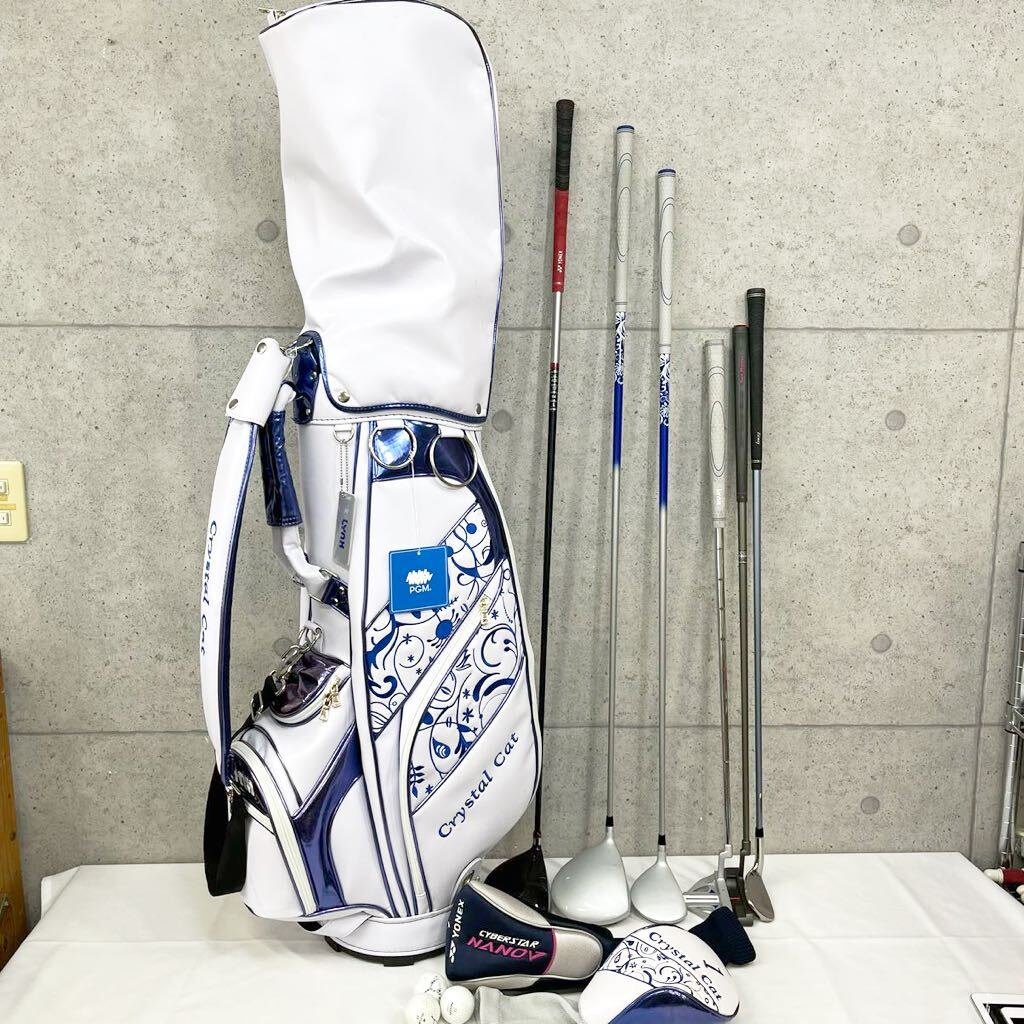 ※【レディースゴルフセット】crystalcat/クリスタルキャット キャディバッグ ドライバー アイアン パター YONEX GOLFPlanner ヘッドカバー_画像1