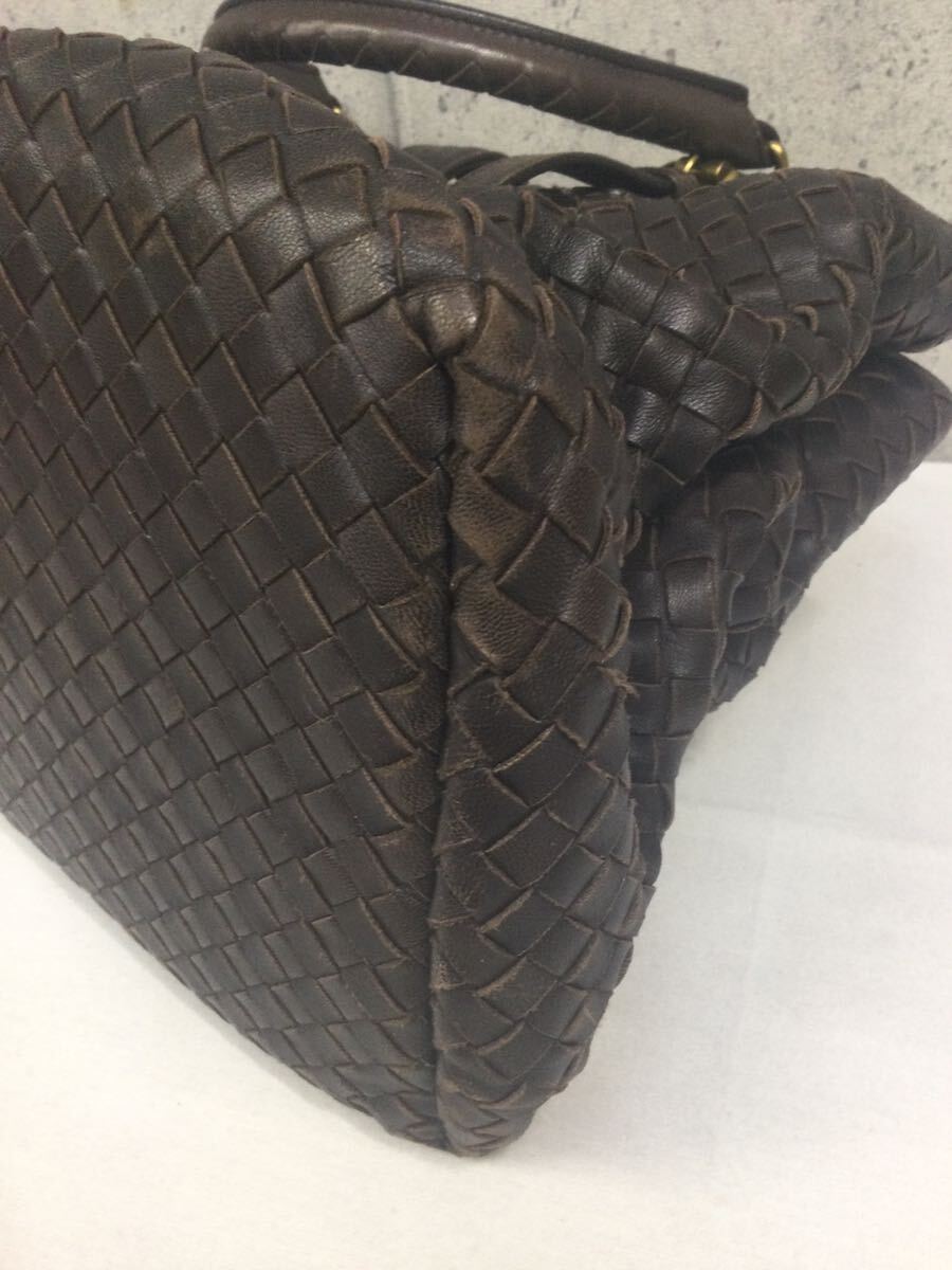 & ボッテガヴェネタ BOTTEGA VENETA トートバッグ ハンドバッグ ローマ レザー ブラウン系 中古品 ビジネスバッグの画像5