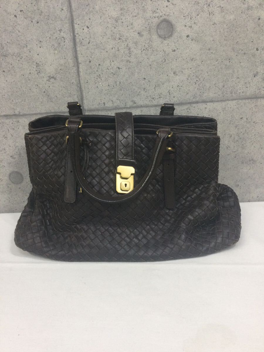 & ボッテガヴェネタ BOTTEGA VENETA トートバッグ ハンドバッグ ローマ レザー ブラウン系 中古品 ビジネスバッグの画像1