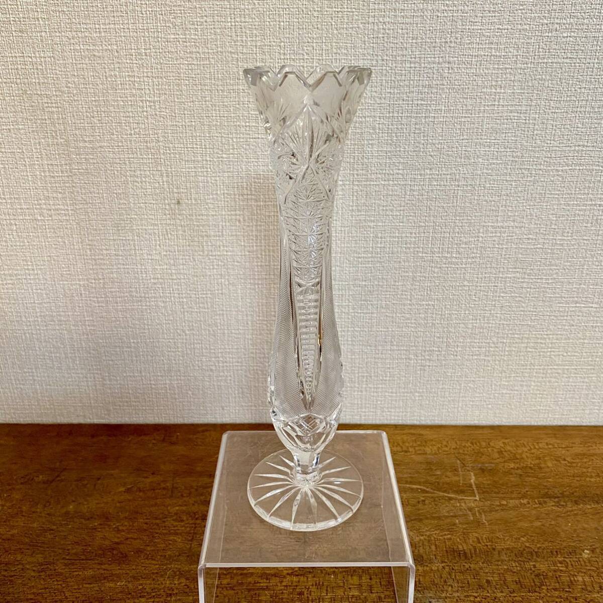 ボヘミアガラス　クリスタル　チェコスロバキア製　/ Bohemia 花瓶　花器　フラワーベース　箱入り　【美品】_画像4