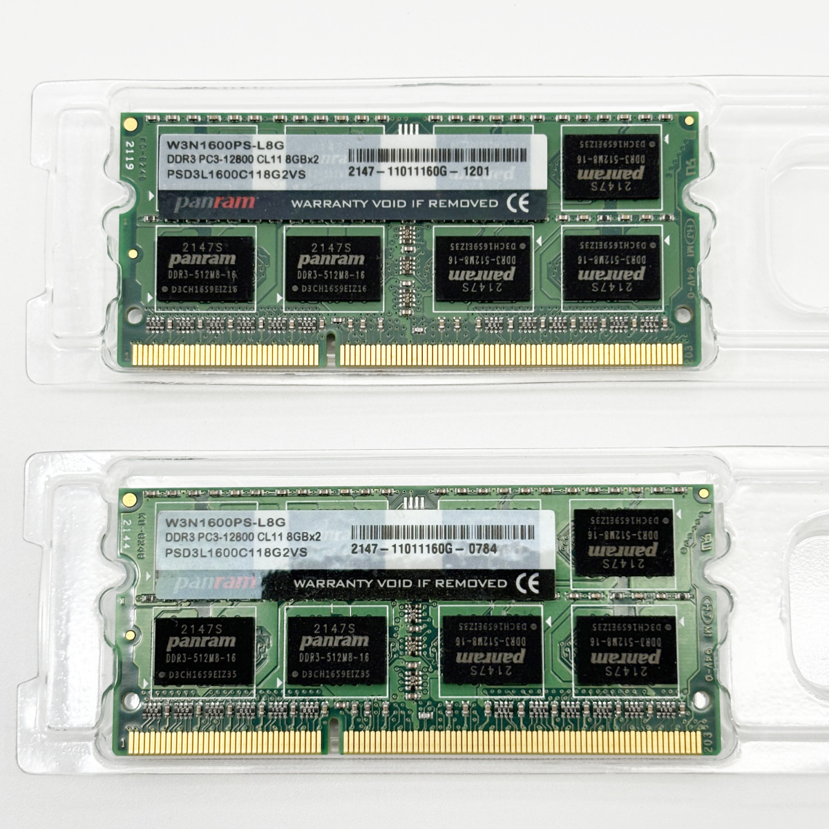 【CFD】 PANRAM DDR3 PC3-12800 CL11 8GB x 2(16GB) 204pin SO-DIMM 1.35V低電圧 【中古・送料無料】の画像2