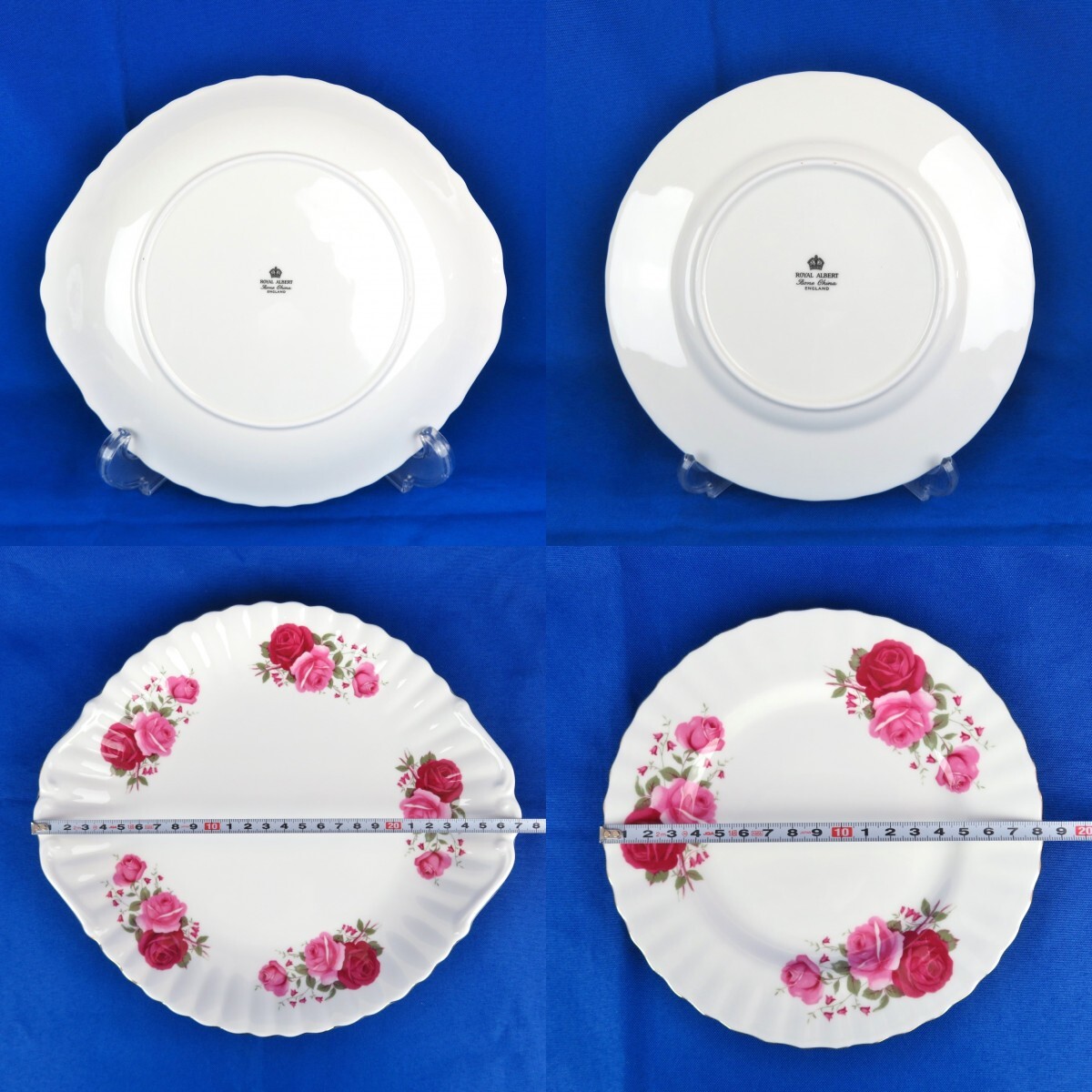 まとめ 7点 ロイヤルアルバート ROYAL ALBERT Bone China ローズ バラ B&Bプレート 27cm ケーキ皿 18cm 金彩 0418-035の画像4