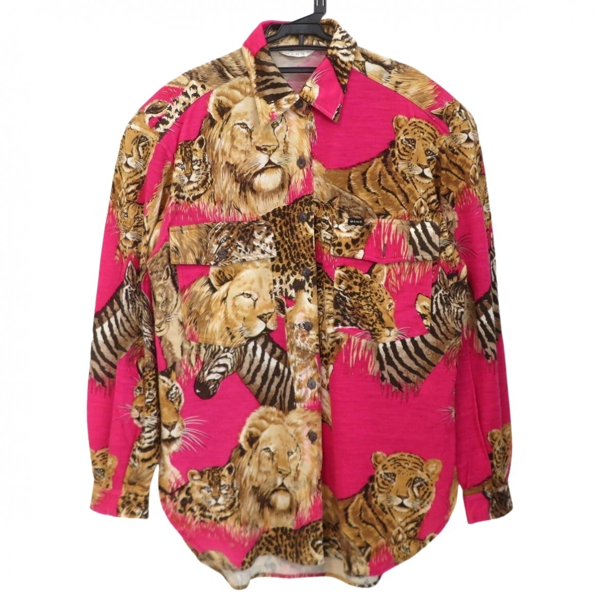  Italiya ita задний рубашка с длинным рукавом перо тканый 9 номер шерсть 100% плечо накладка животное рисунок тигр лев леопард зебра женский 0506-003