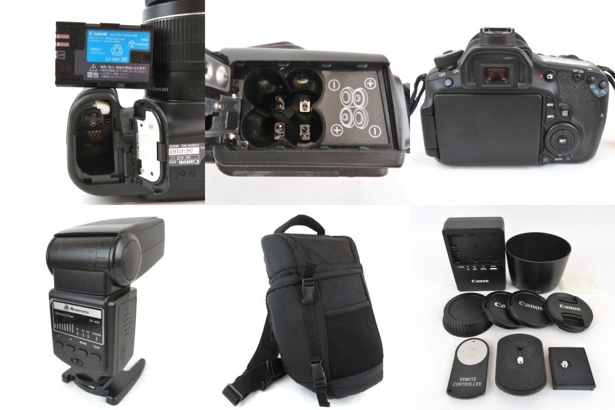 Canon EOS60D デジタル一眼レフカメラ CANON ZOOM LENZ EF-S 18-55mm 1:3.5-5.6ISⅡ 55-250mm 1:4-5.6ISⅡ純正バッテリー LP-E6 0414-065の画像9