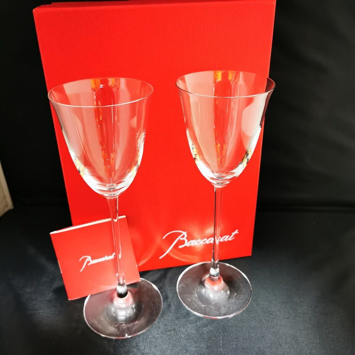 【美品】Baccarat Filao Crystal Wine Glasses バカラ フィオラ クリスタル ワイン グラス ★２脚セット★