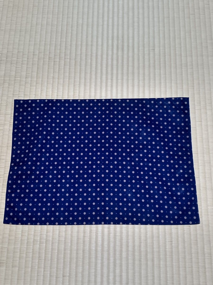 小物入れ　ポーチ　シャツ生地　ブルー系　ストライプ＆小紋　２個セット　日本製