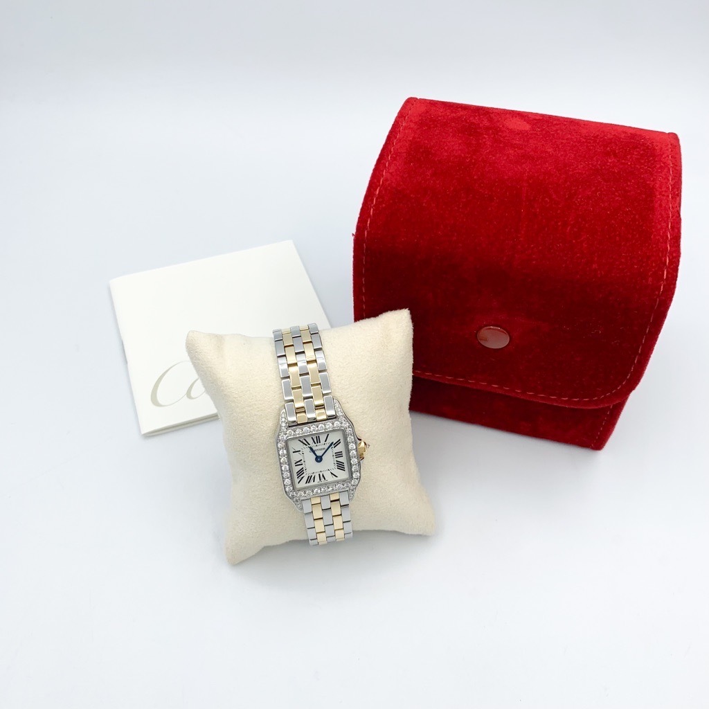 [ finish settled ] Cartier sun tosdumowazeruSM combination diamond K18×SS lady's wristwatch CARTIER clock 