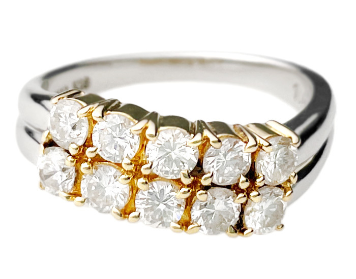 高級ブランド ダイヤモンド 総重量5.3g Pt900/K18 指輪 リング ダイヤ タサキ 田崎真珠 TASAKI 1.01ct 新品仕上済 コンビ プラチナ Yゴールド 18金 12号 指輪