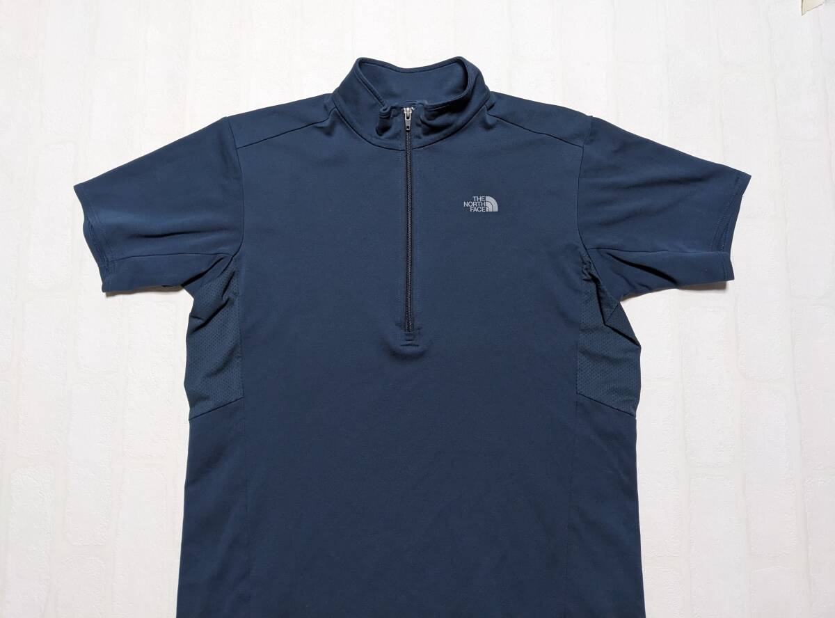 【中古・メンズXL】ノースフェイス THE NORTH FACE ウルトラウィック ハーフジップ カットソー 半袖 ネイビー系 送料370円の画像2