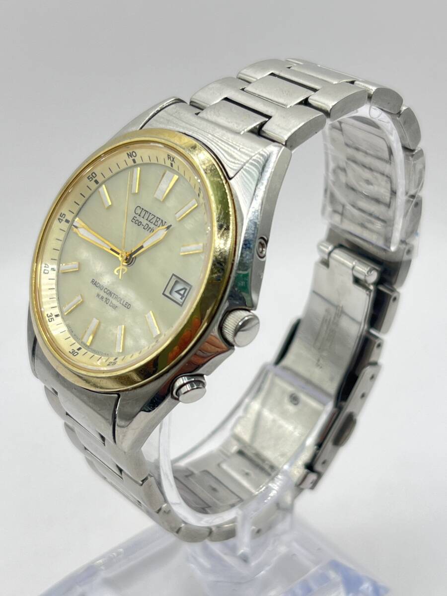 【1円〜/CITIZEN/稼働】Eco-Drive（エコドライブ） シチズン エコドライブ ゴールド シルバー 電波ソーラー メンズ 37mm H415-S038294_画像3