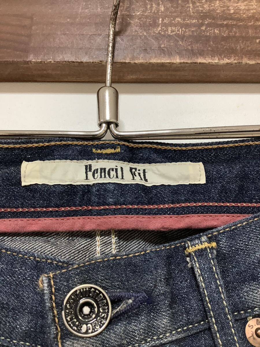 K-1232 Levi's Pencil Fit リーバイス ペンシルフィット 606 デニムパンツ W30 ユーズド加工 スリム ジーンズ ジーパン 日本製の画像4