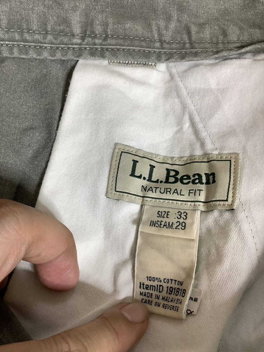 L-1215 L.L.Bean エルエルビーン カーゴパンツ ライトグレーオリーブ系 ナチュラルフィット W33 ユーズド加工 191818の画像4