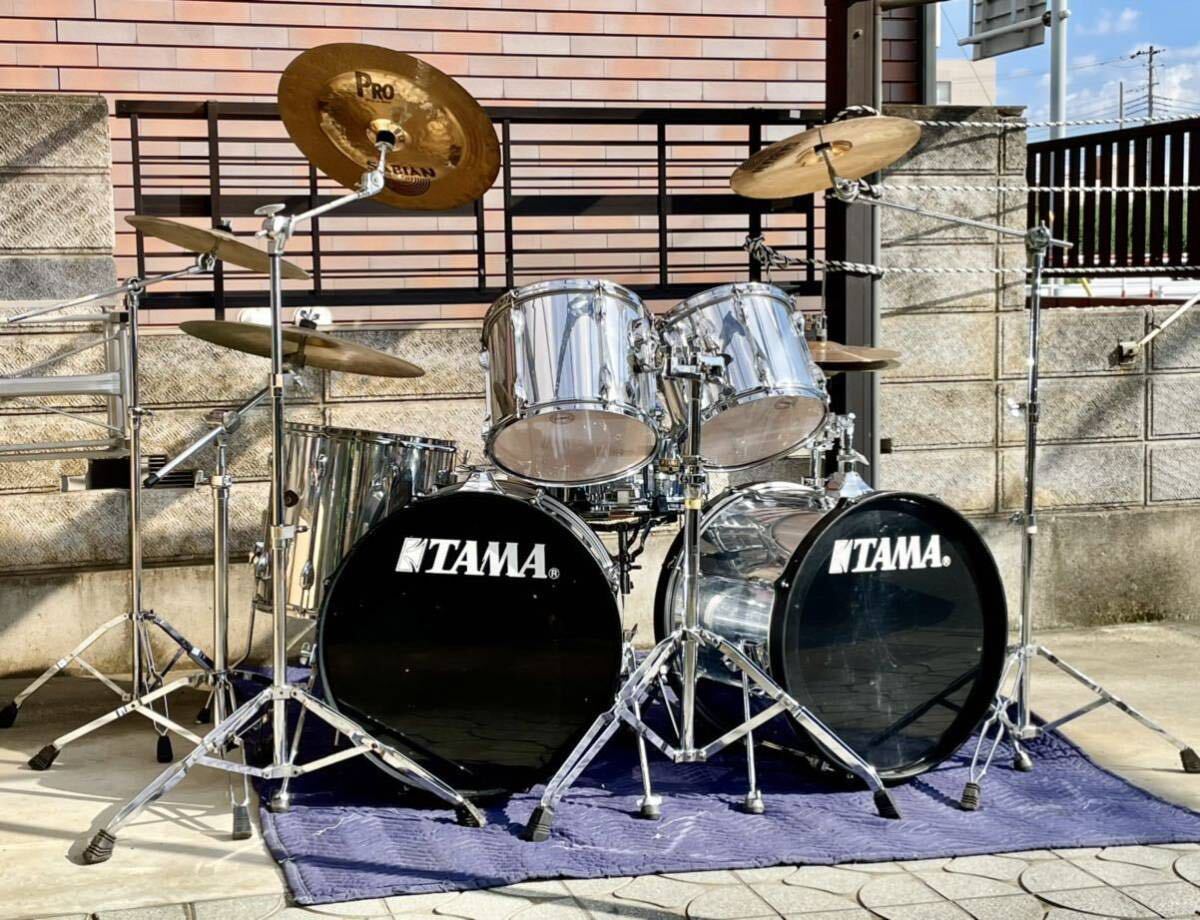 TAMA Rock Star タマ ドラムセット Zildjian SABIAN シンバルTAMA Pearl スタンド ロッククローム Rock Chrome ツーバス 2バス 引取のみ_画像2