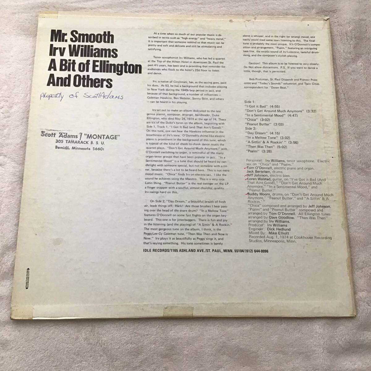 US / Mr. Smooth Irv Williams / A Bit Of Ellington And Others CHS-7313_画像2