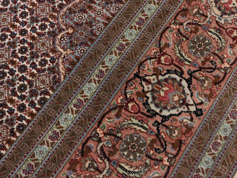 魁◆伝統的最高峰作品 最高級厳選 ペルシャ絨毯 イラン タブリーズ産 ウール マヒ柄 手織り 大判 309×209㎝ タブリーズの伝統マヒ柄の画像6