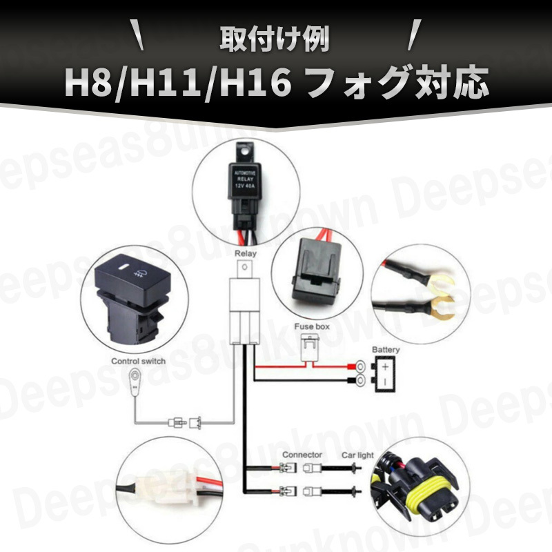 スズキ フォグ h8 h11 h16 ハーネス スイッチ リレーハーネス キット LED 配線 後付け 作業灯 エブリィ ワゴンｒ スイフト ソリオ ジムニー_画像5