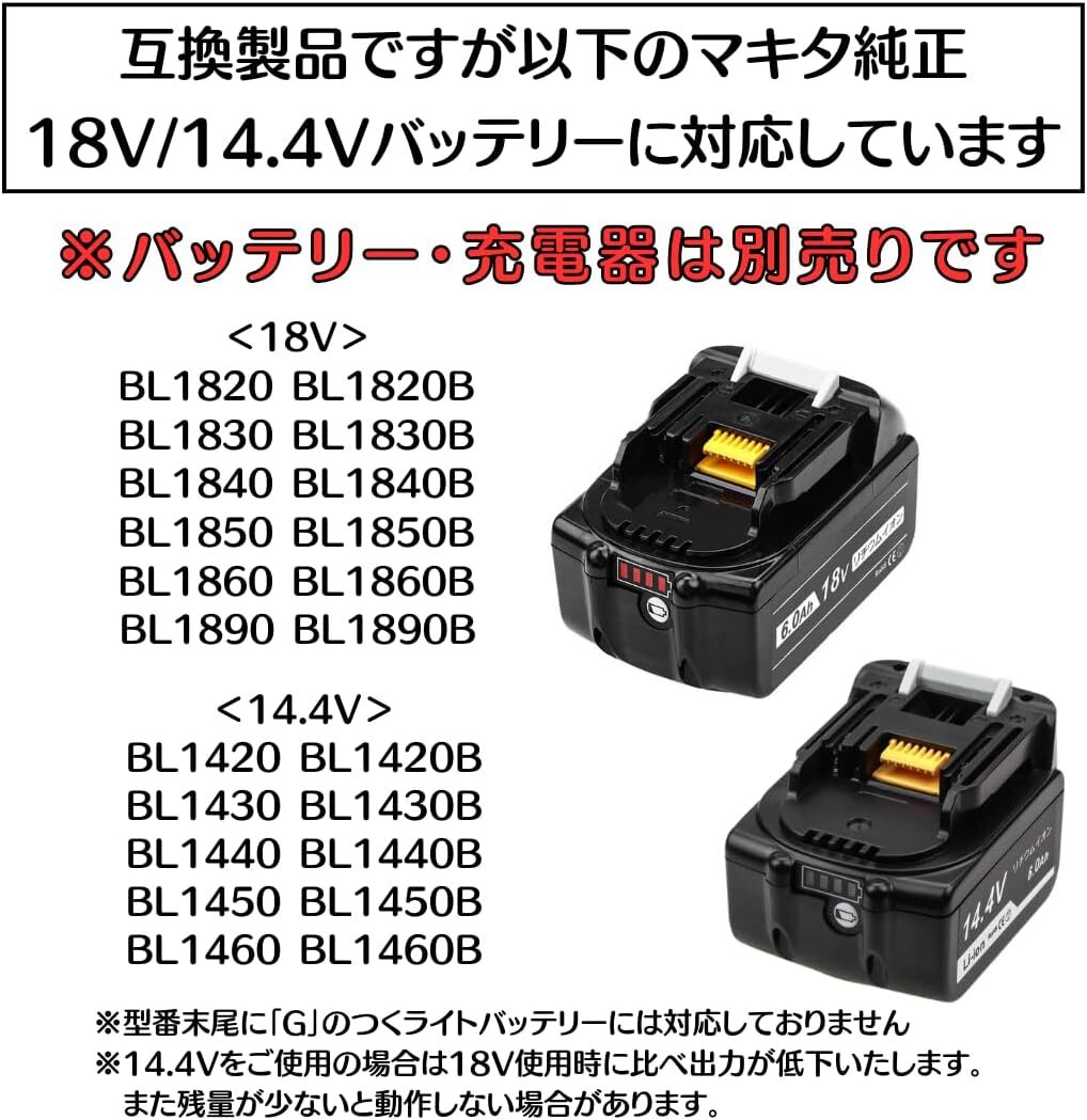 マキタ Makita 互換 マルチツール 充電式 電動カッター 多機能ツール 18v 14.4v コードレス 電動 工具 ※ バッテリー 充電器 (MUL01-BL) 黒の画像6