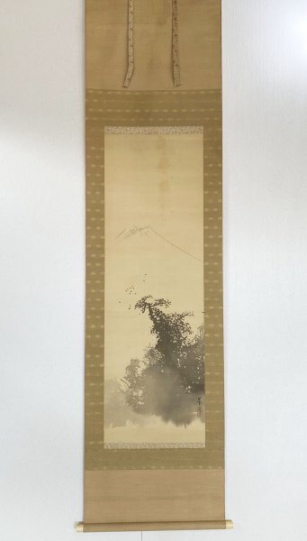 【真作】Y0377 寺崎広業「寒山」絹本 共箱 肉筆 小室秀俊 平福穂庵師事 日本画家 秋田の人_画像2