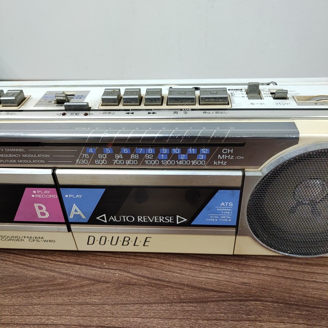 昭和レトロ ラジカセ SONY ソニー CFS-W80 当時物 通電OK テープ再生難ありの画像5