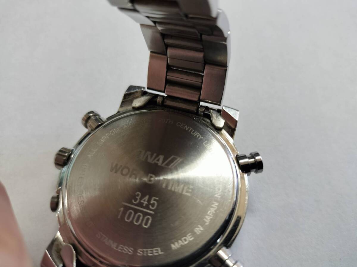 ANA20周年記念 ANA WORLD TIME クロノグラフ クォーツ メンズ 腕時計 稼働品_画像5