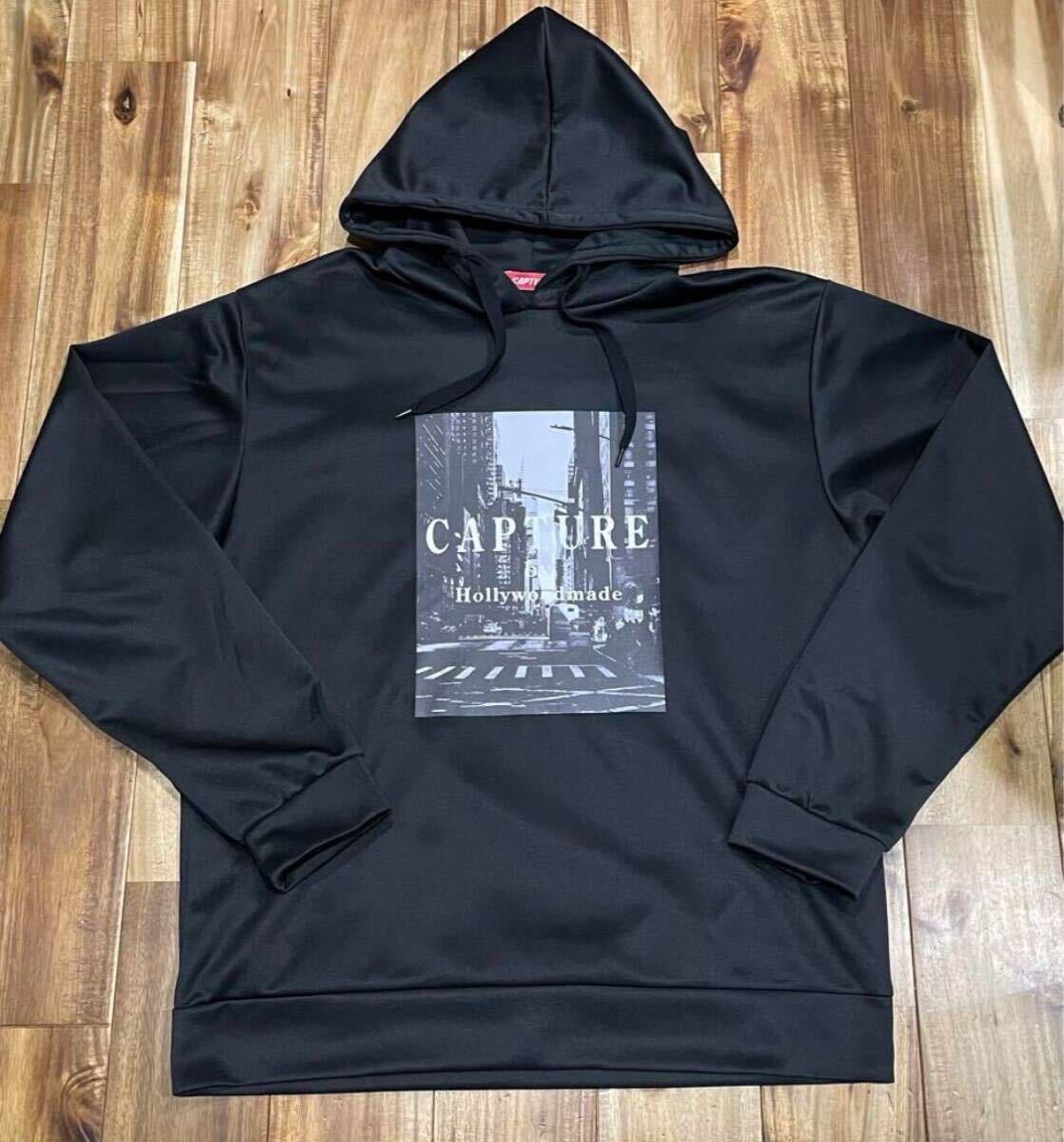 完売品 新品未使用 CAPTURE メンズ プルオーバー パーカー サイズLL ブラック 黒 Tシャツ supremeノースフェイスフーディー PARKA BLACK _画像1