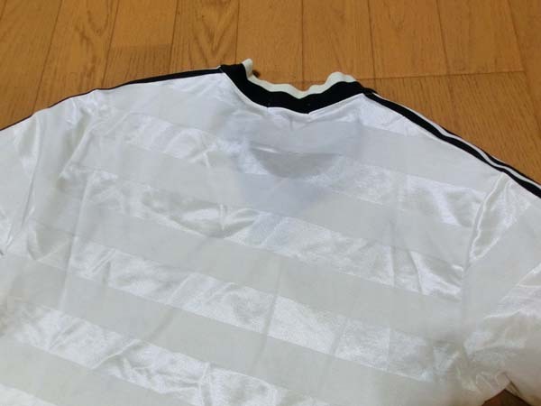 ■adidas アディダス デサント製 半袖 ゲームシャツ サイズL 白×黒 中古 JUNK品での画像7