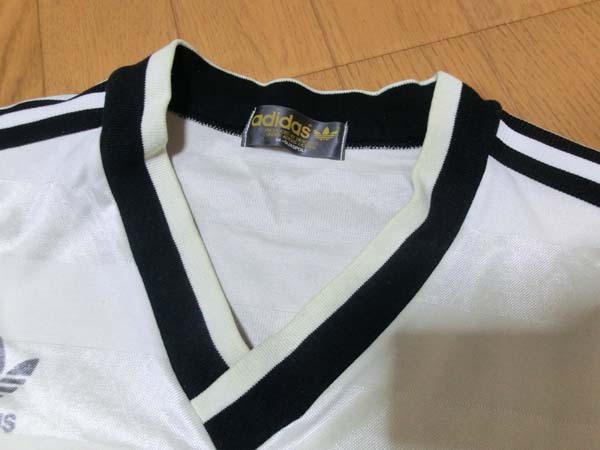 ■adidas アディダス デサント製 半袖 ゲームシャツ サイズL 白×黒 中古 JUNK品での画像3