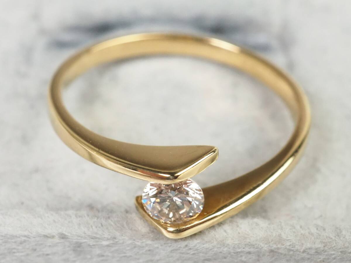 【3600P】K18ゴールド 天然ダイヤモンド 0.24ct/2.1g リング 指輪 ♯13の画像7