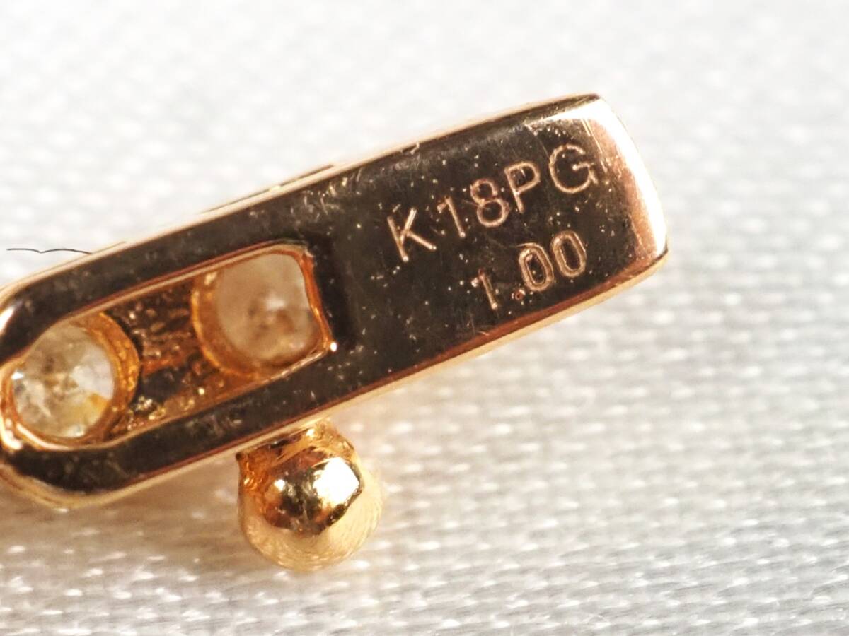 【3667A】K18PGピンクゴールド テニスブレス 天然ダイヤモンド 1.00ct/3.8g ブレスレットの画像9