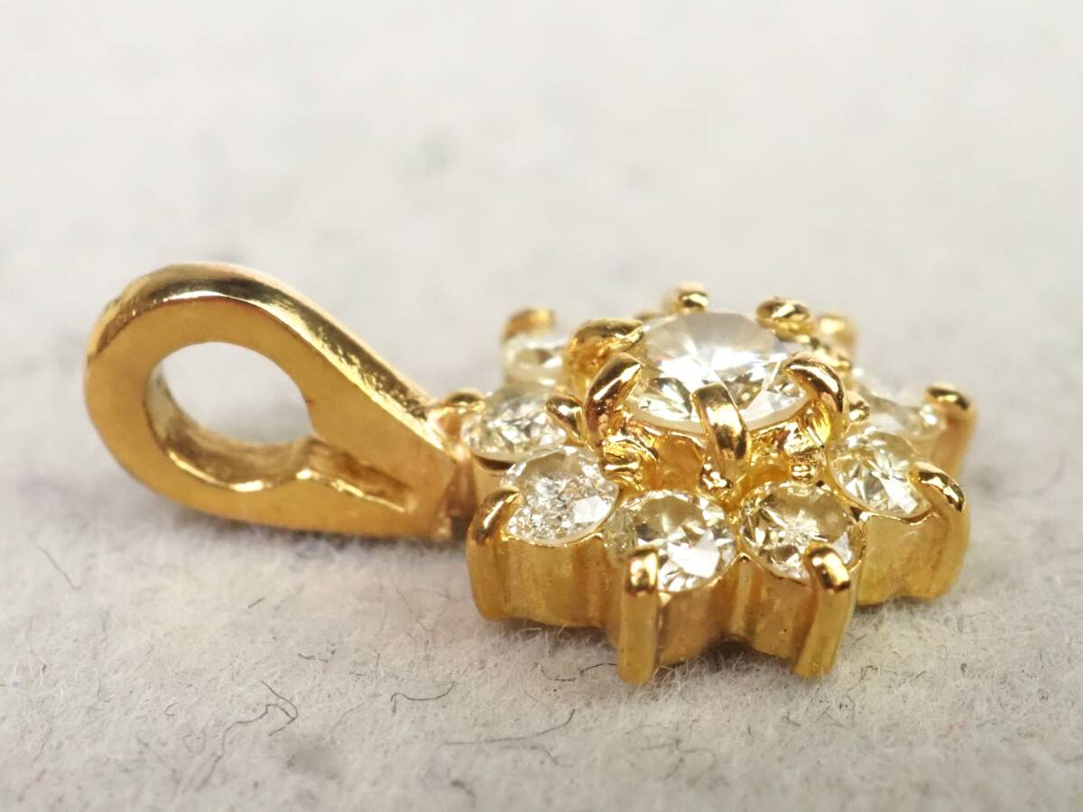 【3710A】K18ゴールド 天然ダイヤモンド 0.30ct/0.8g ペンダントトップの画像5